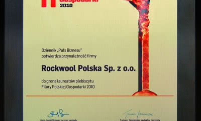 Rockwool Polska laureatem Filarów Polskiej Gospodarki