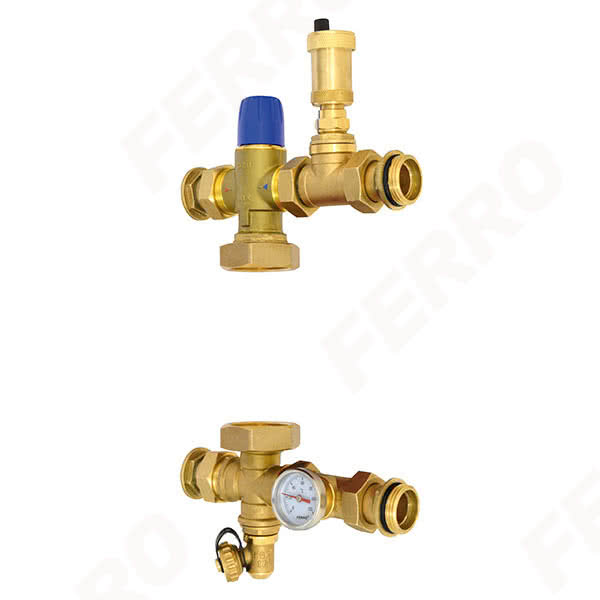 Grupa mieszająca dwufunkcyjna z zaworem termostatycznym 3-drogowym dla pompy 130 mm