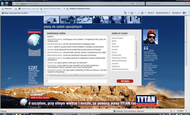 Relacje z czatu z rekordzistą montażu na wysokości