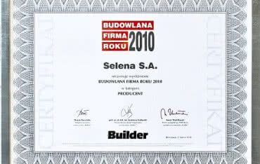 Budowlana Firma Roku 2010 dla Seleny SA