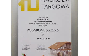 Okno EC 90 PLUS firmy POL-SKONE produktem roku 2013