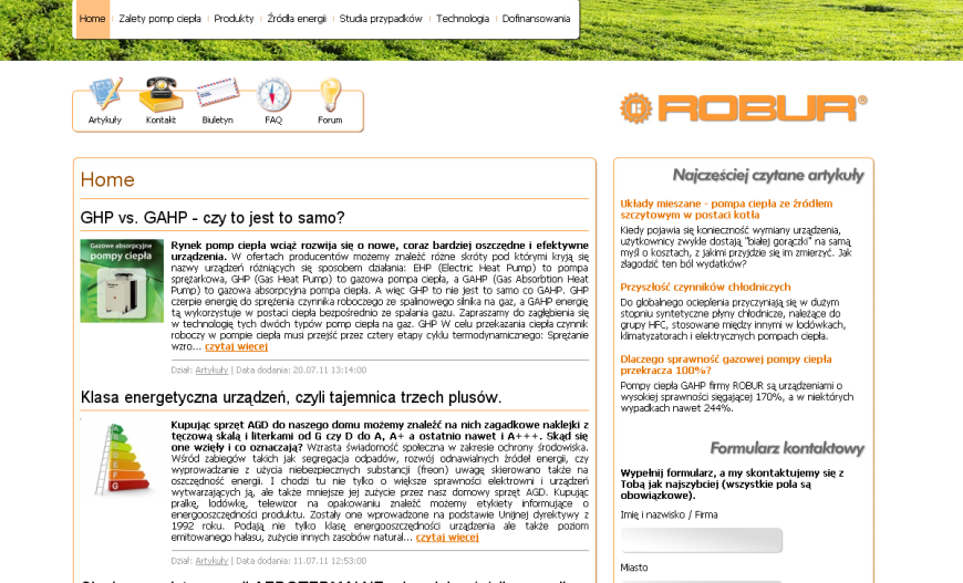 Nowa strona internetowa firmy Robur