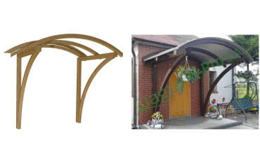 Drewniane zadaszenia nad drzwiami wejściowymi