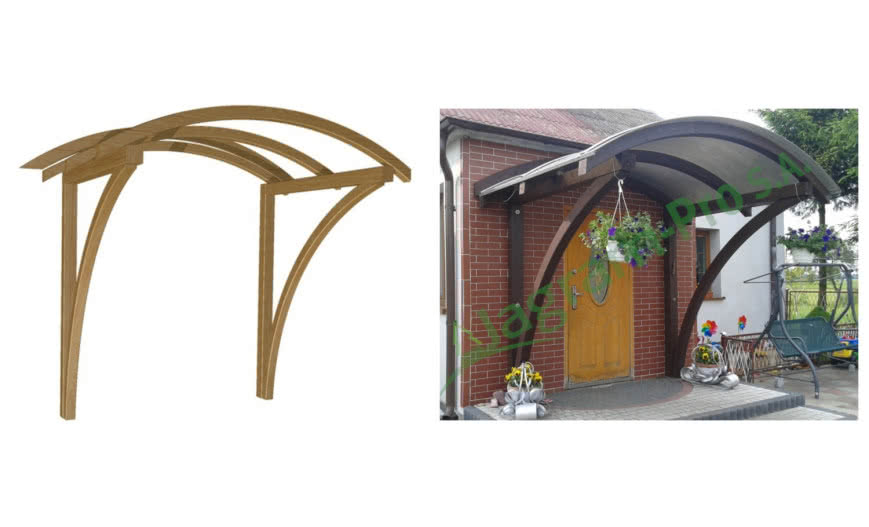 Drewniane zadaszenia nad drzwiami wejściowymi