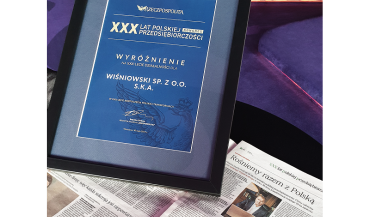 Nagroda 30 firm na 30 lat polskiej przedsiębiorczości dla firmy Wiśniowski