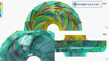 Trajektorie cząstek cieczy w wielostopniowej pompie wirowej typu WH (Ansys CFD)