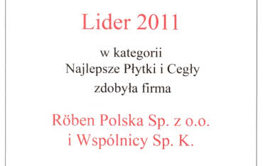 Najlepsze Płytki i Cegły od Lidera 2011 - firmy Röben