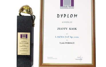 Złoty Kask dla tynków POROLIT firmy Lakma