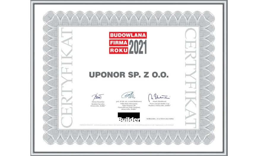 Tytuł Budowlana Firma Roku dla Uponor