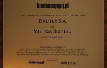 Tytuł Mistrz Biznesu 2011 dla Drutex
