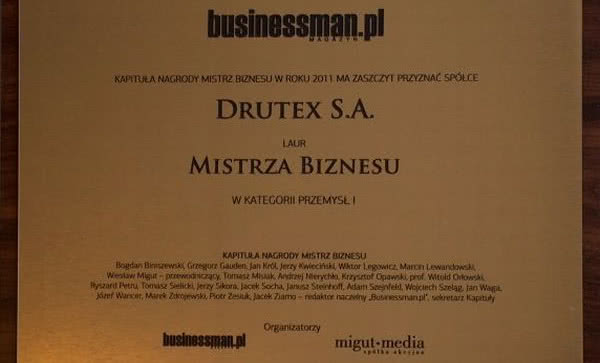 Tytuł Mistrz Biznesu 2011 dla Drutex