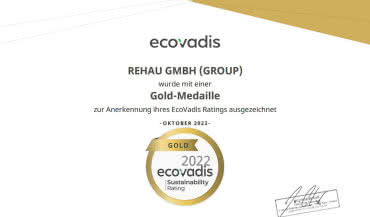 REHAU otrzymuje złoto od agencji ratingowej EcoVadis 