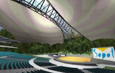 Poszycie dachu sopockiej Opery Leśnej w kształcie liścia