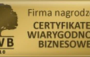 Hewalex został wyróżniony Certyfikatem Wiarygodności Biznesowej