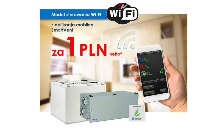 Moduł sterowania WiFi z aplikacją mobilną SmartVent w promocji!
