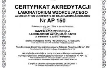 Akredytacja Polskiego Centrum Akredytacji dla GAZEX