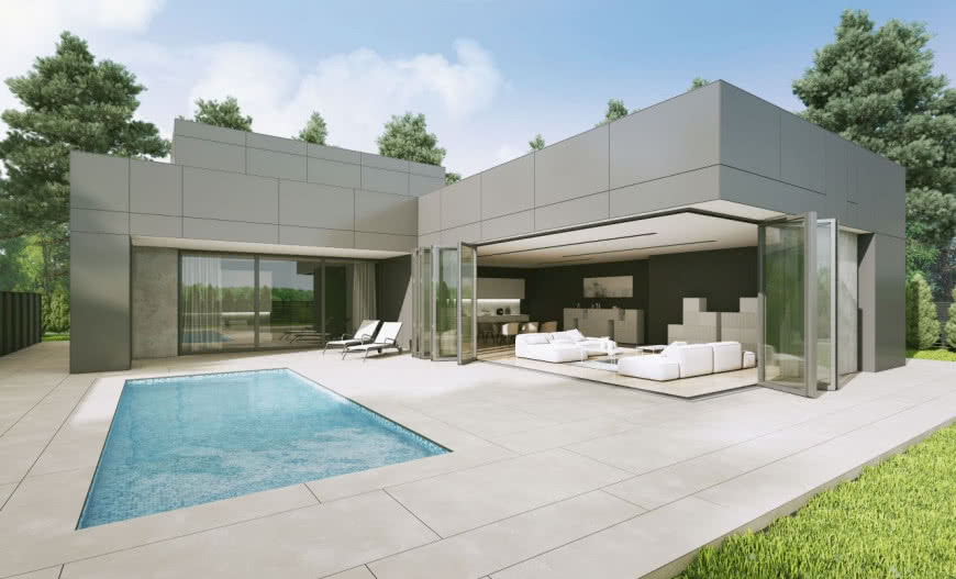 Salon otwarty na ogród – tarasowe drzwi przesuwne i harmonijkowe od Aluprof