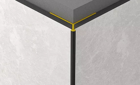 Aluminiowa listwa do płyt wodoodpornych płyt Rocko - narożnik zew. strzałkowy (czarny)