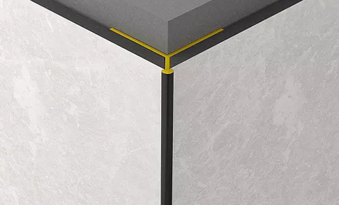 Aluminiowa listwa do płyt wodoodpornych płyt Rocko - narożnik zew. strzałkowy (brązowy)