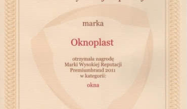 Oknoplast laureatem VI edycji PremiumBrand