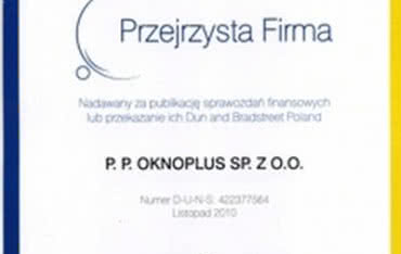OknoPlus - Przejrzystą Firmą 2010