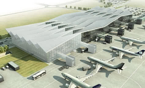 Wiecha na dachu w Porcie Lotniczym Gdańsk