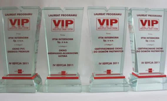 Cztery nagrody "VIP - Najlepsze Okna i Drzwi" dla IFTM Internorm