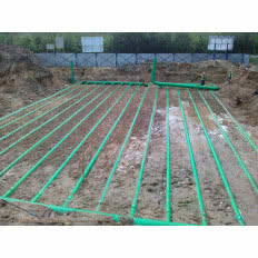 Gruntowy wymiennik ciepła GLOBAL na zewnątrz budynku biurowego