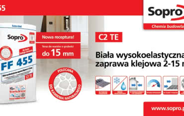 Sopro prezentuje nową recepturę wysokoelastycznej, białej zaprawy klejowej FF 455 2-15 mm