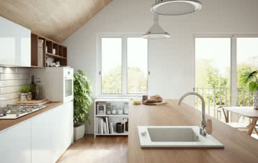 Taras w tle - aranżacje łazienek i kuchni z widokiem na naturę