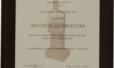 Złoty Instalator dla firmy Makroterm