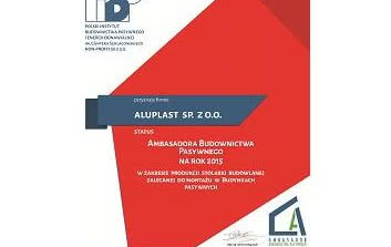 aluplast Ambasadorem Budownictwa Pasywnego 2015