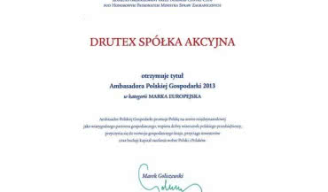 DRUTEX S.A. Ambasadorem Polskiej Gospodarki