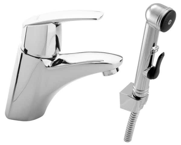 Bateria umywalkowa i bidetowa z rączką natrysku z serii Metalia 56